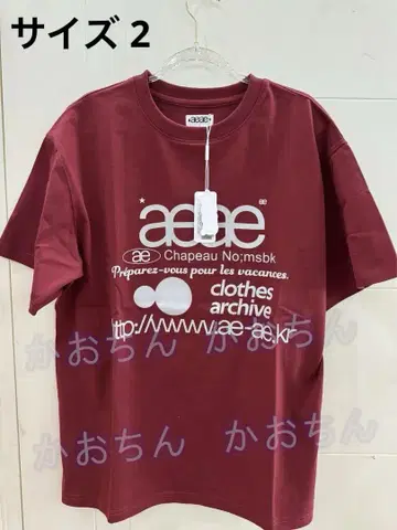 aeae 와인 레드 프린트 티셔츠 반팔