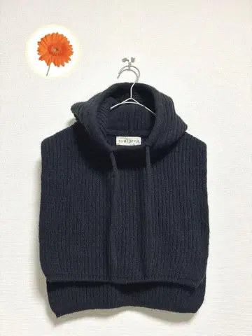F SUMI STYLE 니트 바라클라바 후드 니트 블랙