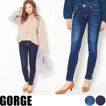 GORGE 밑단 레이스업 스키니 데님