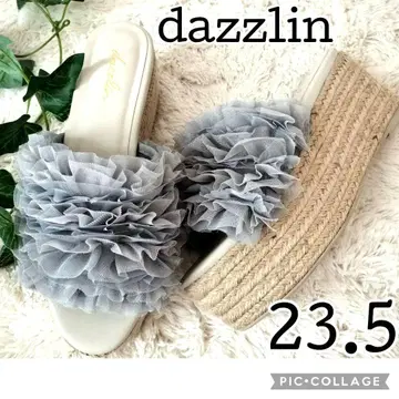 [새상품급] dazzlin 튤 개더 주트 웨지 샌들 그레이