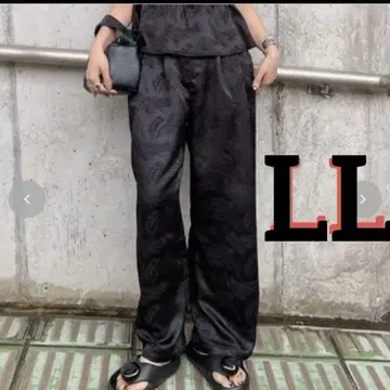 시마무라 카오루 카오루 자카드 코쿤 팬츠 블랙 LL