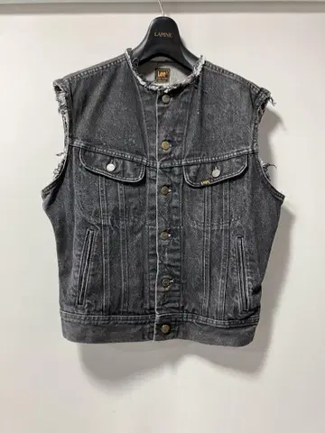 80s Lee 블랙 데님 자켓 컷오프 38r 선염