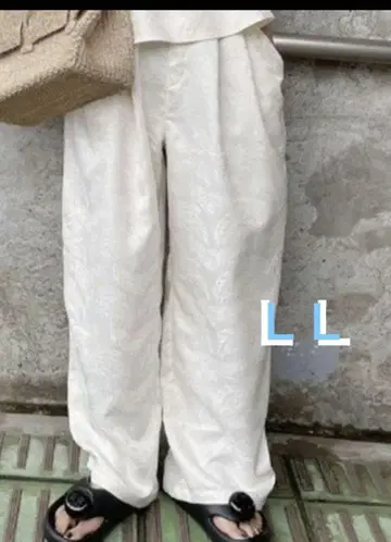 시마무라 kaoru 자카드 코쿤 팬츠 화이트 LL