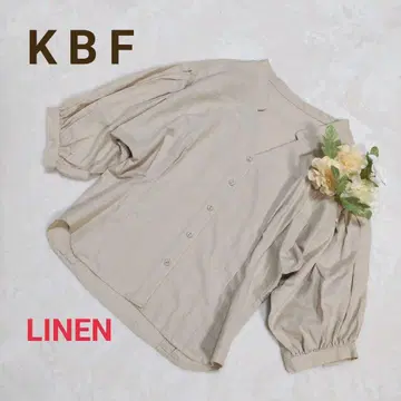 KBF 볼륨 소매 린넨 셔츠 자켓 숏 기장 7부 소매 볼륨 소매