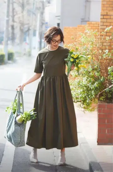 the9shop 스즈키 로쿠카 EVERYDAY DRESS 카키 Long