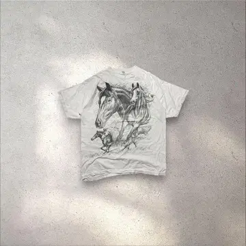 90s 애니멀 t 호스 말 Spring Hill 싱글 스티치 XL 손글씨