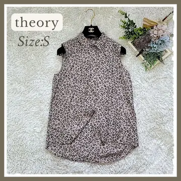 미사용 theory 띠어리 실크100 레오파드 블라우스 레오파드 무늬 S