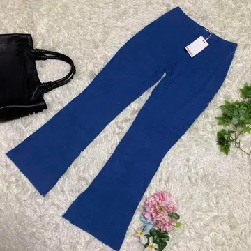 미사용 새상품 snidel 스나이델 리브 니트 팬츠 파랑 캐주얼 S 상당