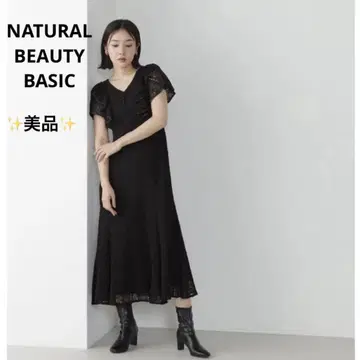자연미 기본 라플러 소매 레이스 원피스