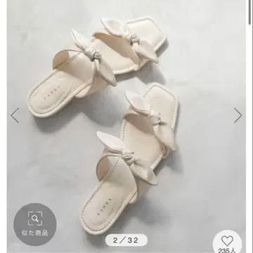 RANDA 로우 힐 샌들 리본 L 새틴 리본 로우 힐 샌들