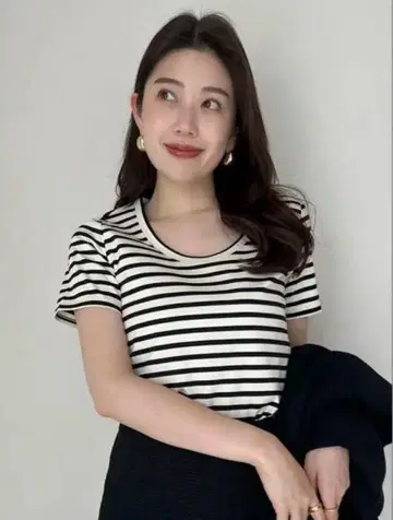 anuans 실크 터치 코튼 U넥 T 보더