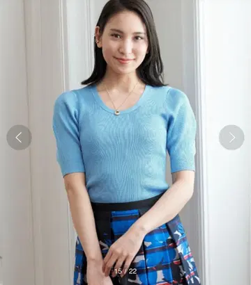 아나이 아세테이트 폴리에스터 퍼프 소매 풀오버