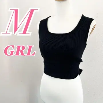 GRL 그레일 탱크톱 M 리브 니트 리본 레이온 나일론