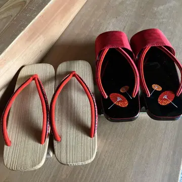 앤티크 전통적인 오동나무 일본 나막신 2켤레 모음