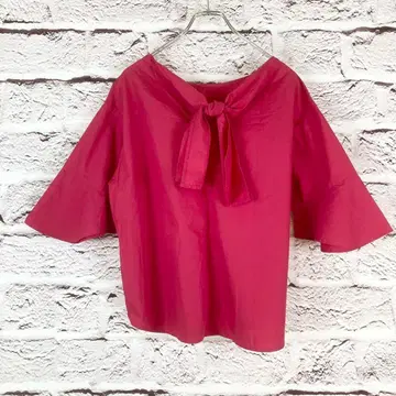 z2519:items 상의 셔츠 7부 기장 리본 빨간색 F