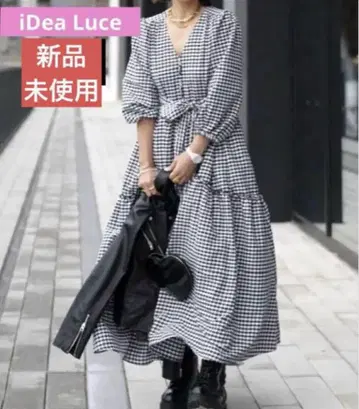 한정품 이데알루체 원피스 깅엄 체크 새상품 미사용