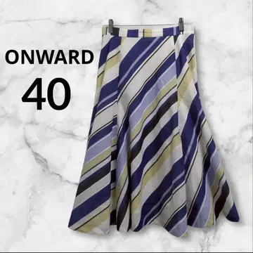 ONWARD 온워드 스트라이프 플레어 스커트 40 엘레강트