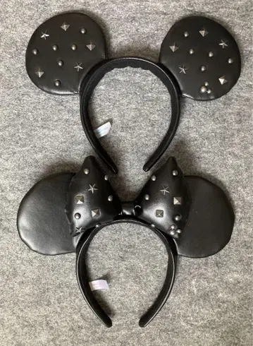 디즈니 카샤 미키 미니 스터드 블랙 레더 페어 세트