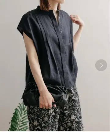 린넨 100% 반팔 셔츠 네이비 어반 리서치