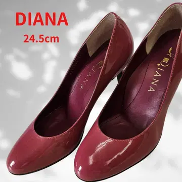 DIANA 다이애나 에나멜 펌프스 24.5 와인 레드 계열 라운드 토