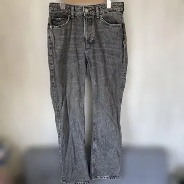 H&M EUR38 블랙 스트레이트 데님 워시 가공