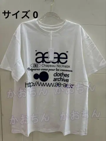 미사용 aeae 프린트 티셔츠 화이트