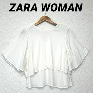 [ ZARA WOMAN ] 쉬폰 프릴 블라우스 L 슬리브리스 일체형
