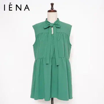 새상품급 IENA 스탠드넥 티어드 블라우스 그린 사이즈 F*ED804
