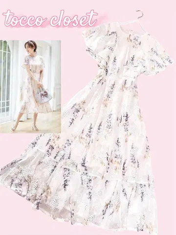tocco closet 플라워 자수 x 플라워 프린트 원피스