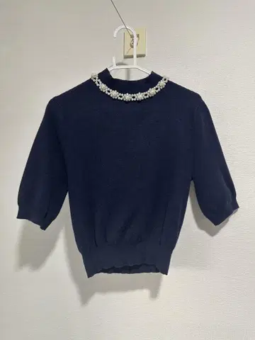 snidel 스나이델 진주 장식 컴팩트 니트 톱