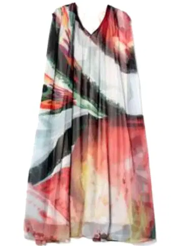 AMERI vintage 2WAY ART PRINT SHEER DRESS