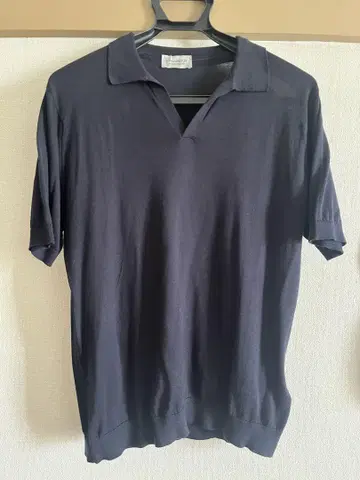 JOHN SMEDLEY 네이비 피케 셔츠 M 스키퍼 넥