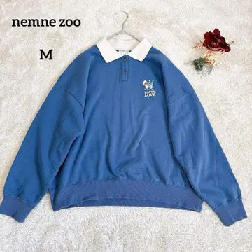 [넨네] nemne zoo 속기모 맨투맨 트레이닝복 카라 부착 블루 M