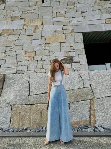 ESMOK 서스펜더 엘레강트 팬츠 데님