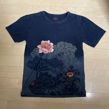 일본제 의류  AUSTERE JAPAN KOROMO 연꽃 인디고 티셔츠