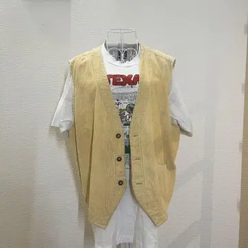 구제 의류 베이지 코듀로이 슬리브리스 베스트