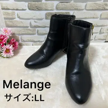 멜란지 숏부츠 블록 컬러 힐 굵은 힐 앵클부츠