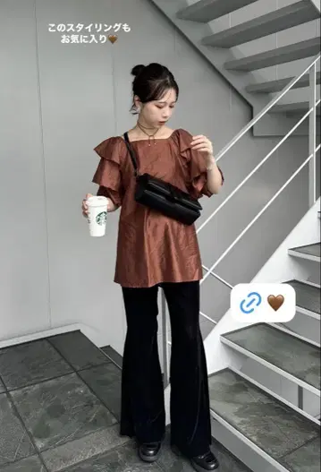 택 포함 새상품 카스타네 티어드 프릴 튜닉