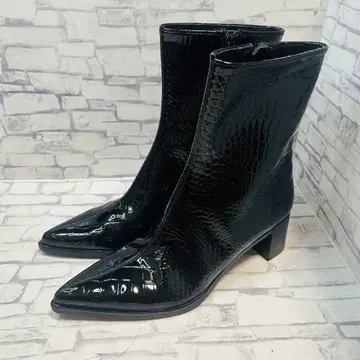 새상품 ZARA 크로커다일 하이힐 사이드 지퍼 부츠 38 24.5cm