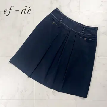 새상품급 ef-de 플리츠 미니 스커트 플레어 블랙 사이즈 7 ED58