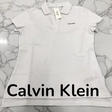 Calvin Klein 피케 셔츠 화이트 심플 원포인트 반팔 카라