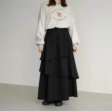 3단 레이어드 스커트 / 블랙
