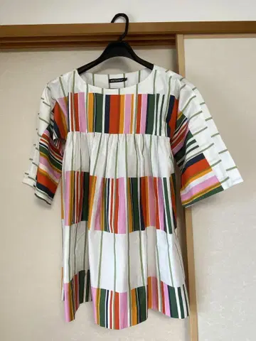 marimekko 스트라이프 패턴 반팔 튜닉