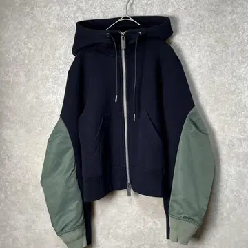 24AW 나일론 트윌 x 스폰지 스웨트 후드 집업