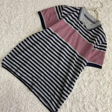 BANANA REPUBLIC 피케 셔츠 그레이 M 캐주얼 보더 무늬