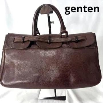 새상품급 겐텐 genten 다크 브라운 파르티레 천연 가죽 핸드백