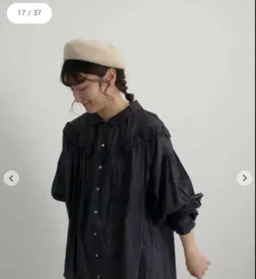 새 제품 미사용 츠하루 사만사 모스모스 요요 퀼트 튜닉 블라우스 검정