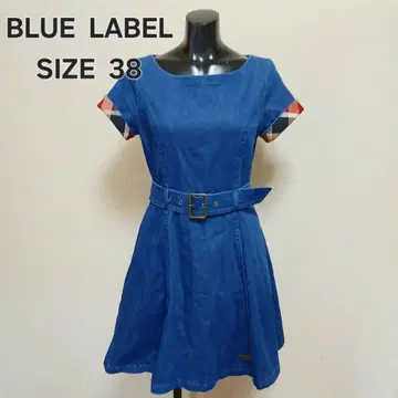 BLUE LABEL 블루 라벨 데님 반팔 원피스 체크 무늬 38