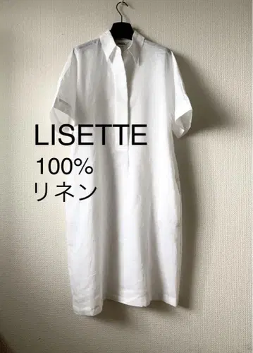 LISETTE 100% 린넨 반팔 셔츠 원피스 36