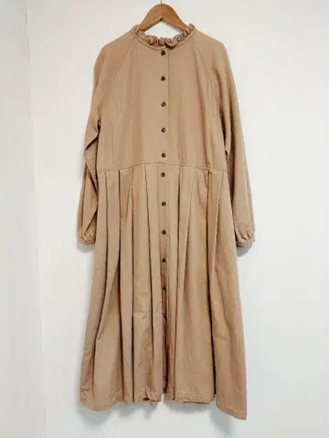 야라 프릴 옷깃 버튼 롱 원피스